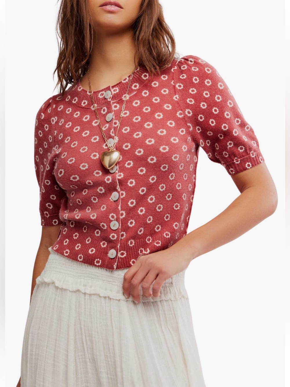 FREE PEOPLE Isla Puff Sleeve Crop Wool & Cashmere Blend Cardigan